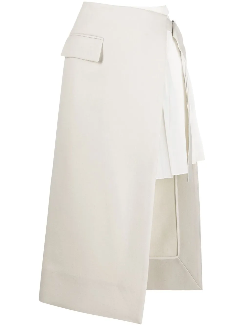 

sacai flap-pocket wool asymmetric skirt - White