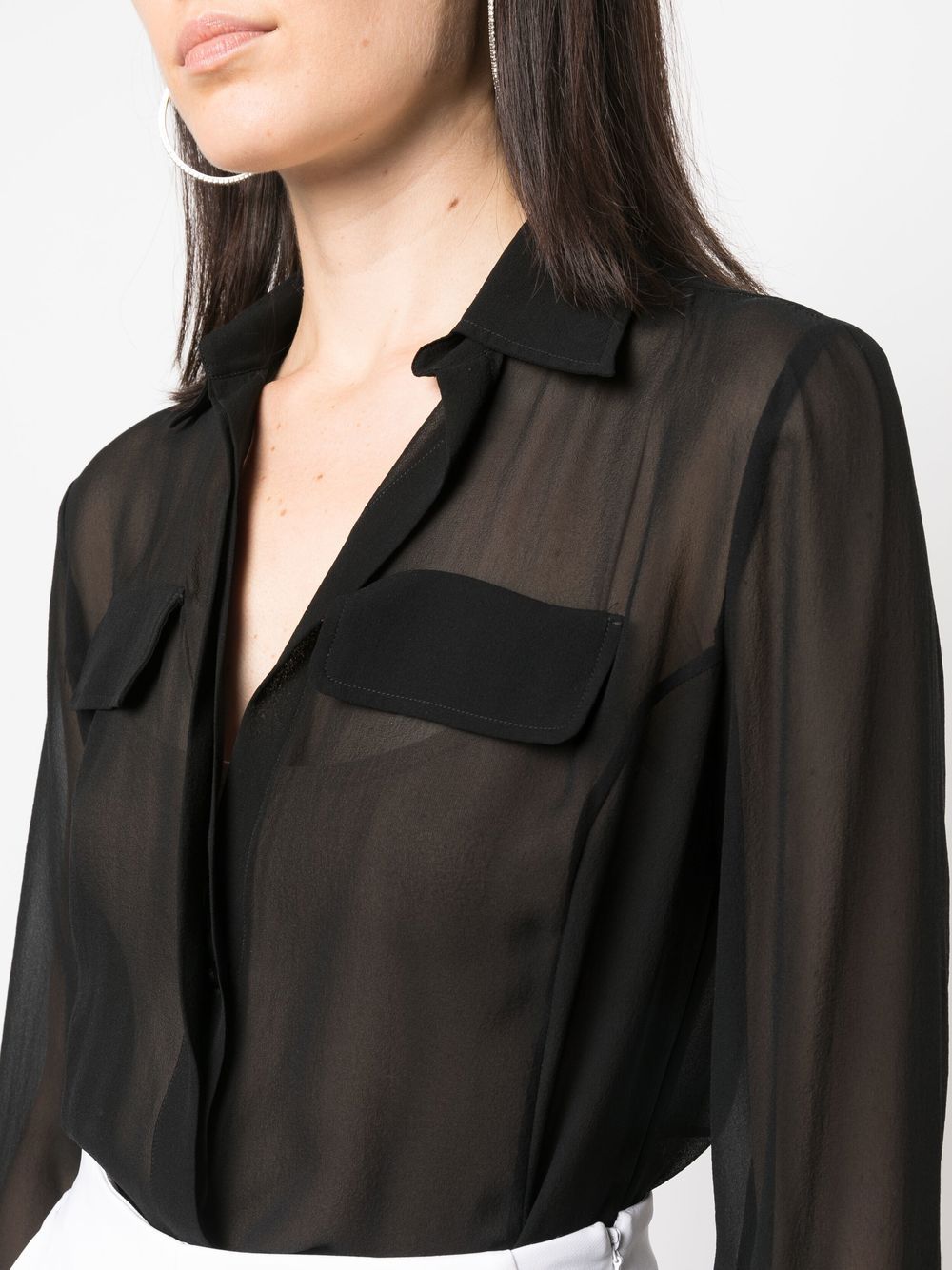 Shop Genny Long-sleeve Silk Shirt In Black