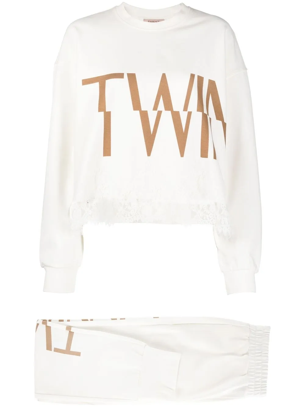 

TWINSET pants con logo estampado - Blanco