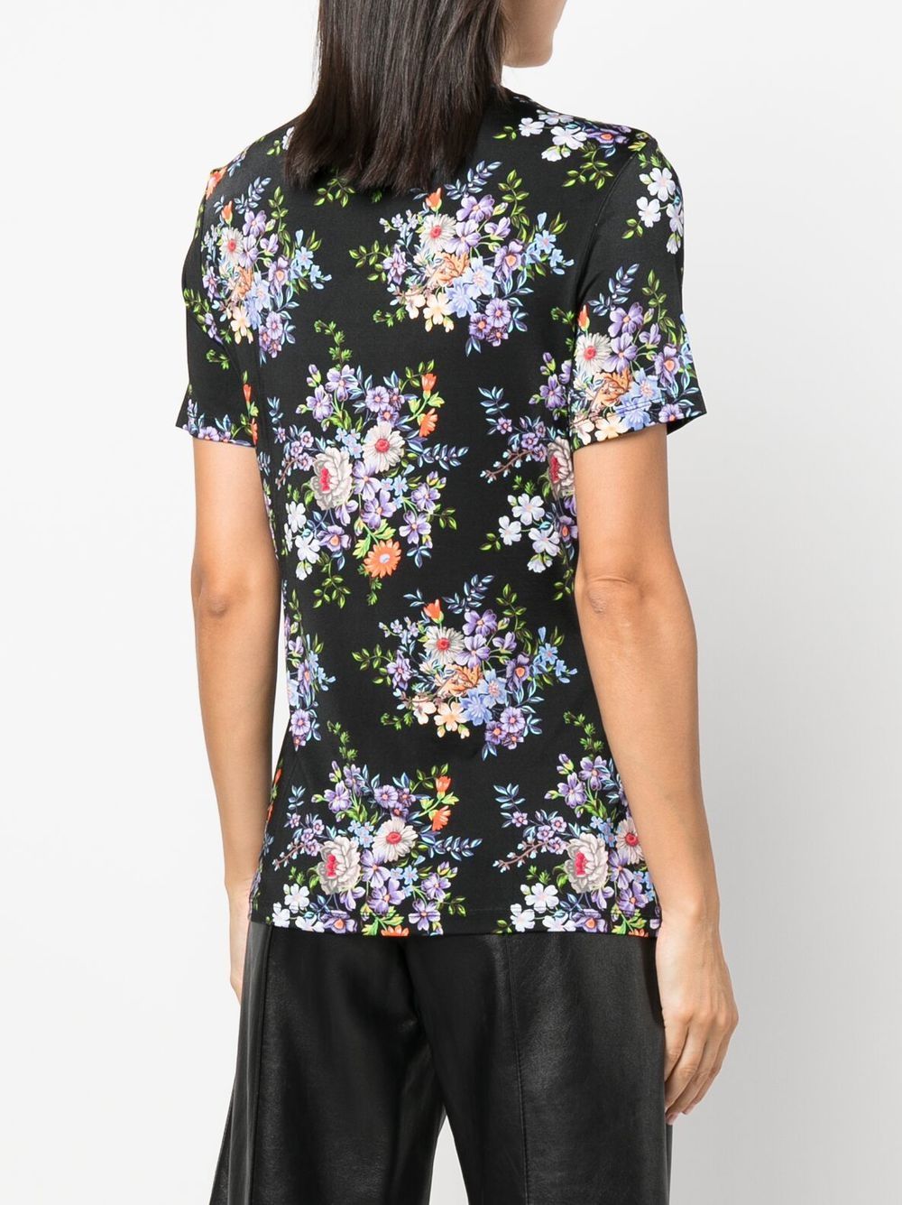 Shop Rabanne Floral-print Short-sleeve T-shirt In Black