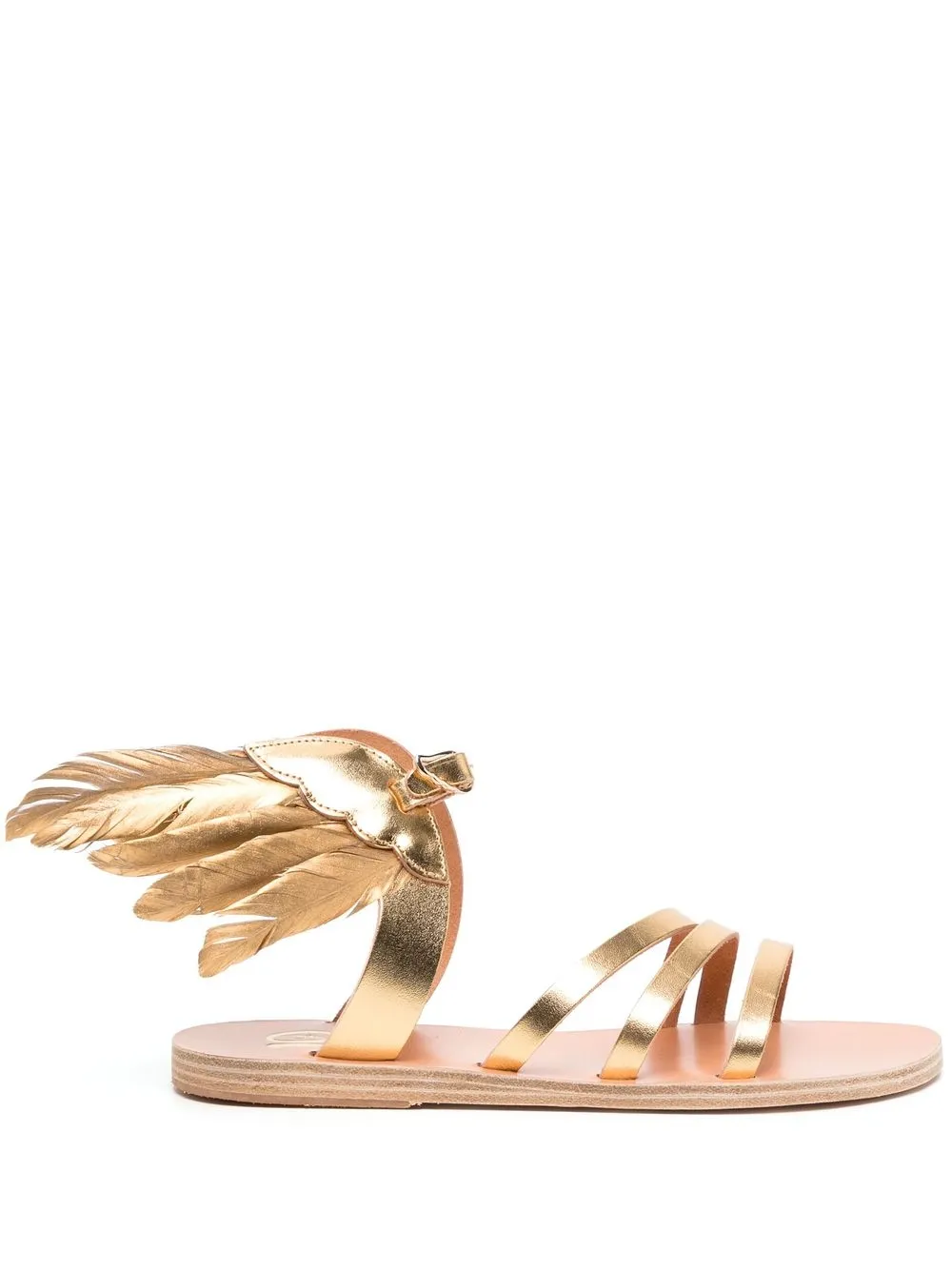 

Ancient Greek Sandals sandalias Vachetta Feathers - Dorado