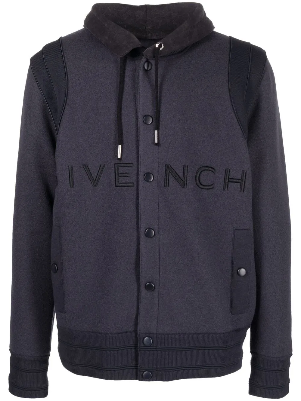 

Givenchy chamarra con capucha y logo bordado - Azul