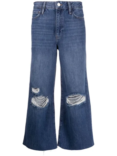 FRAME distressed cropped-leg jeans