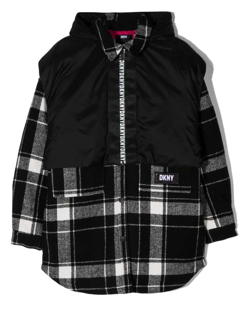 

Dkny Kids TEEN checked panelled shirt jacket - Black