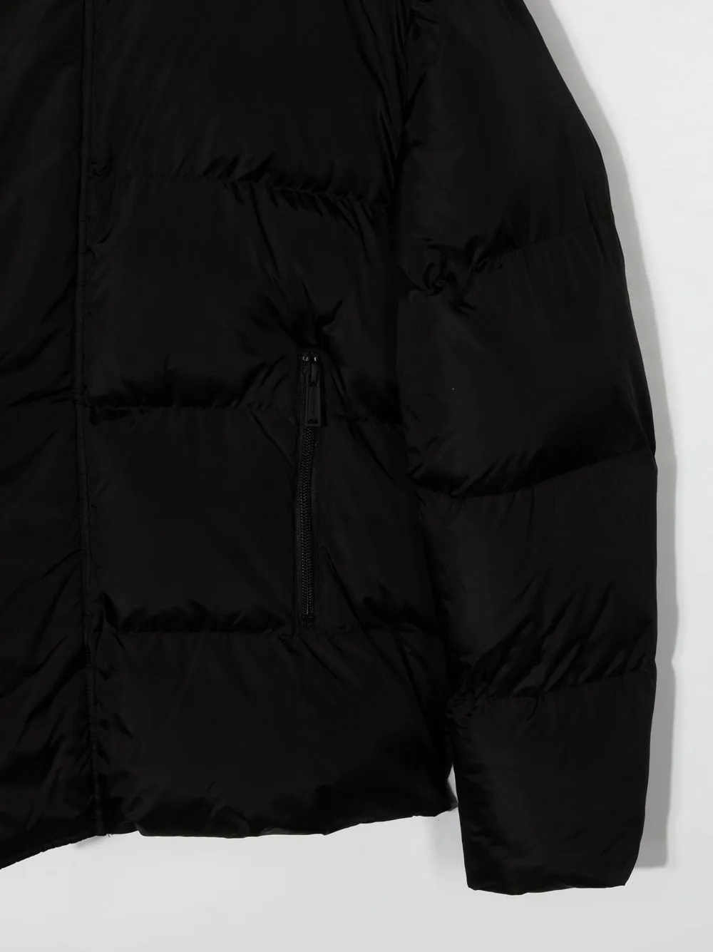  Dsquared2 Kids Gefütterte Jacke Mit Logo Print   Schwarz 
