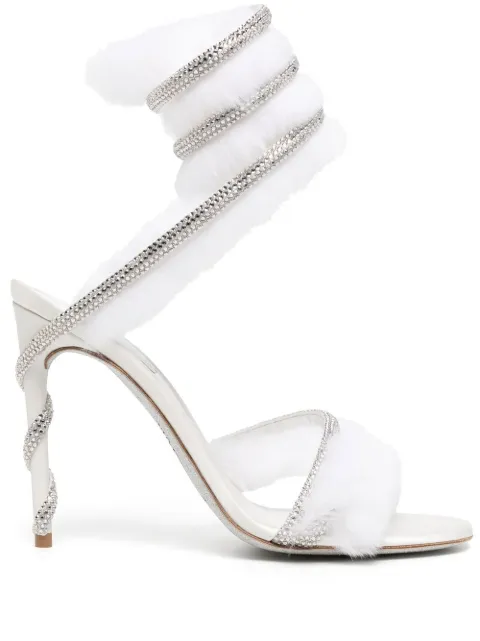 René Caovilla Lapin fur-embellished 110mm sandals