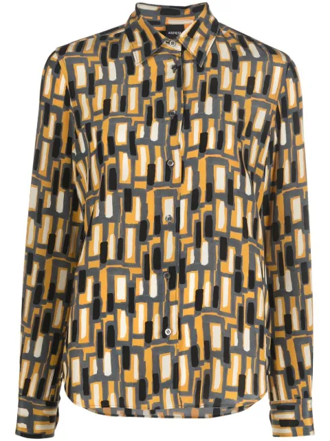 ASPESI abstract-print silk shirt