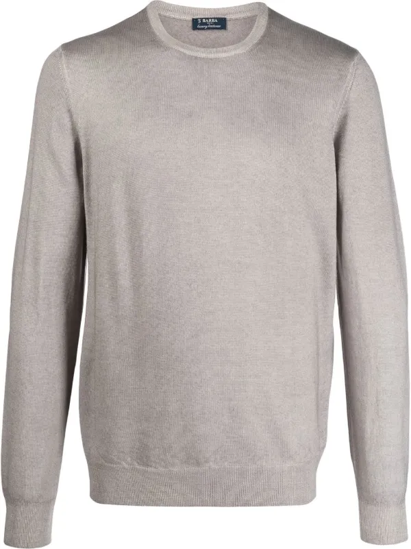 Barba Virgin Wool Crew-Neck Jumper - Grey