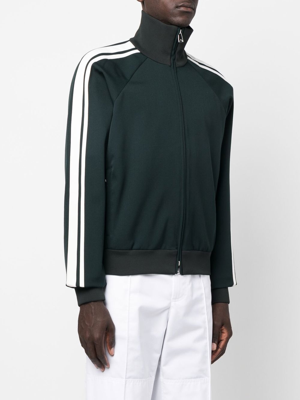 Shop Bottega Veneta Stripe-panel Zip-up Sweatshirt In Green