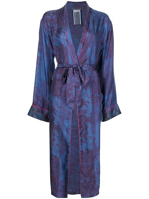 Pierre-Louis Mascia embroidered belted silk coat