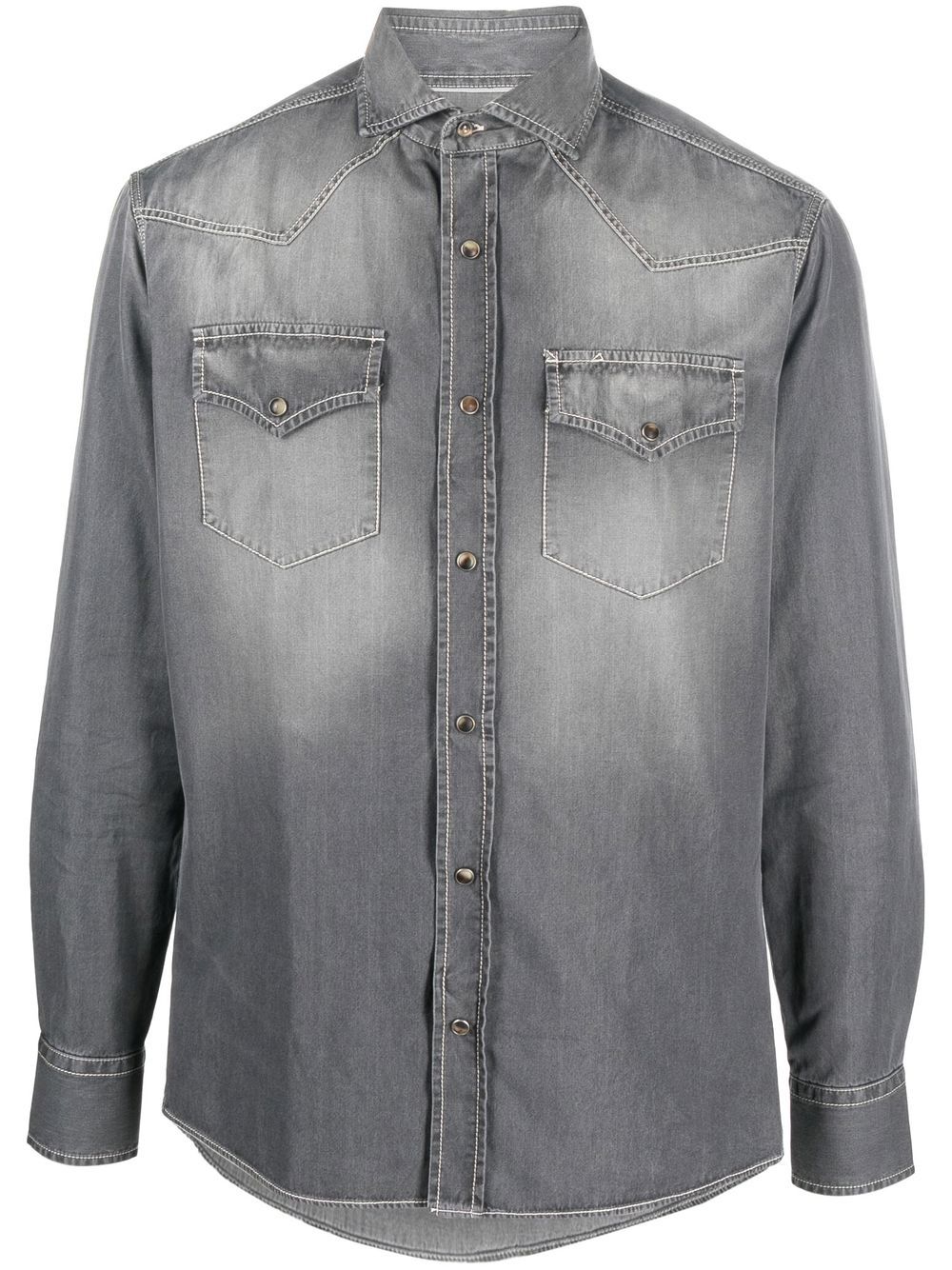 

Brunello Cucinelli camisa de mezclilla con efecto lavado - Gris