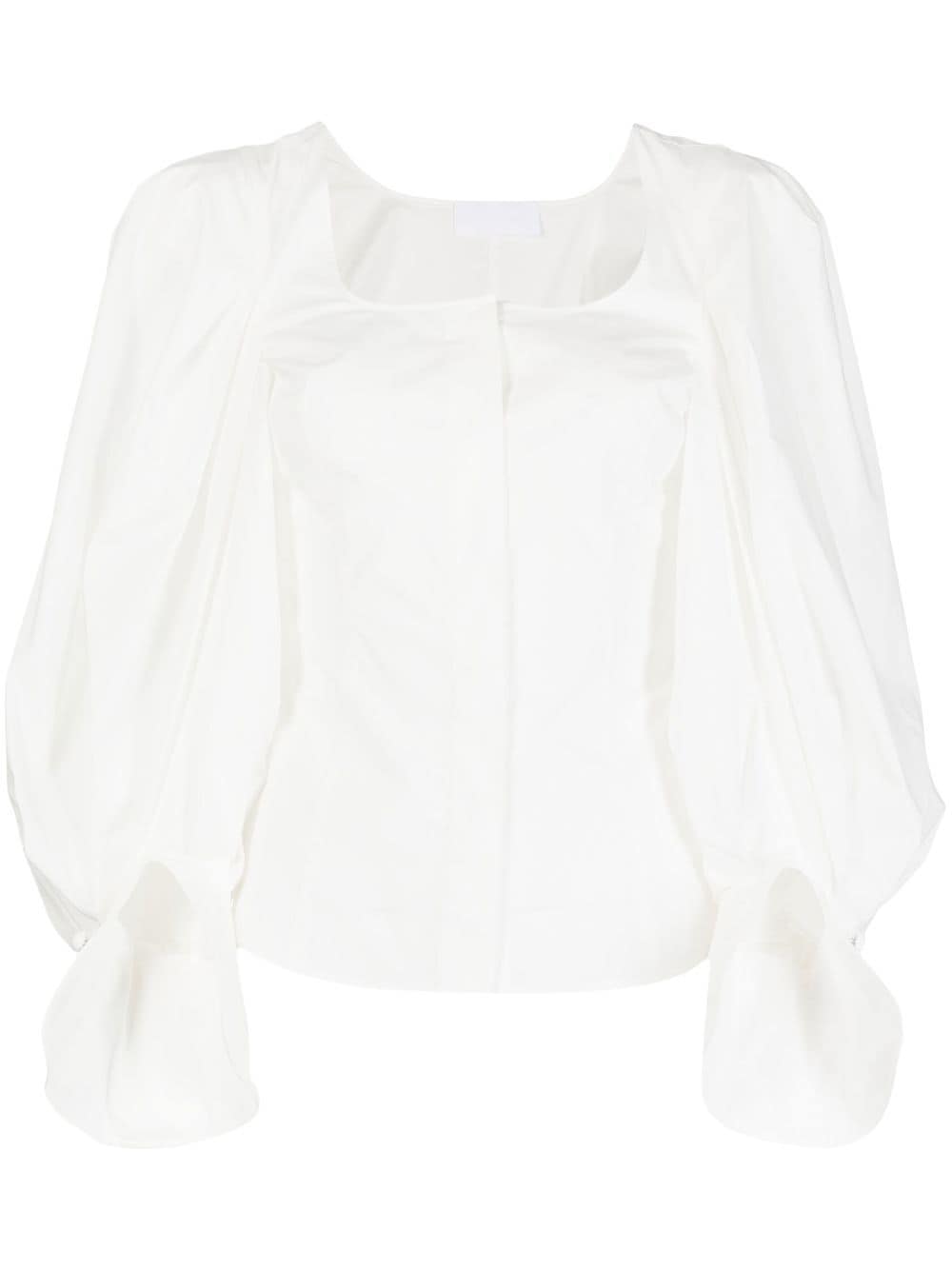 square-neck puff-sleeve blouse