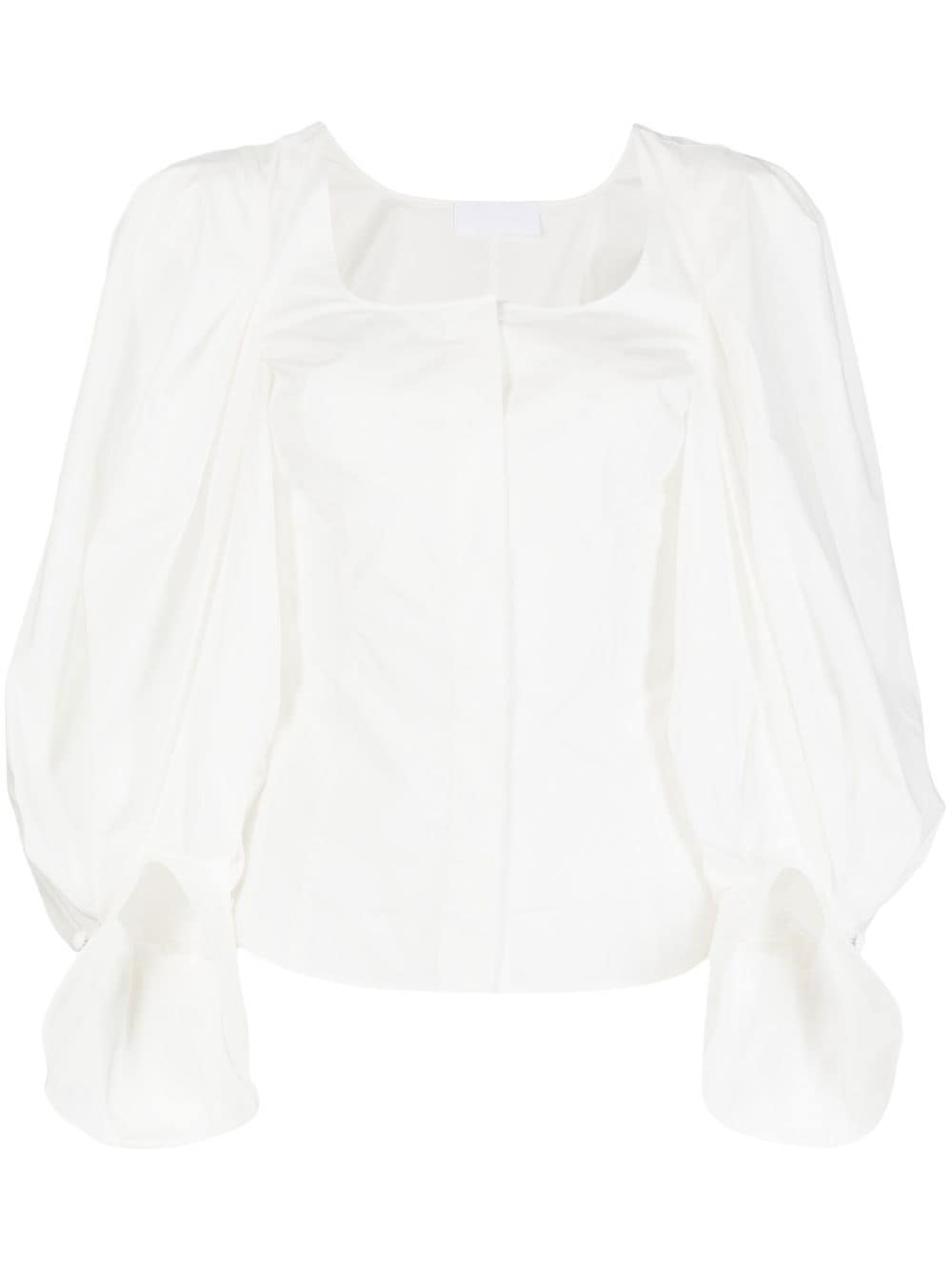 

Mame Kurogouchi blusa con cuello cuadrado - Blanco