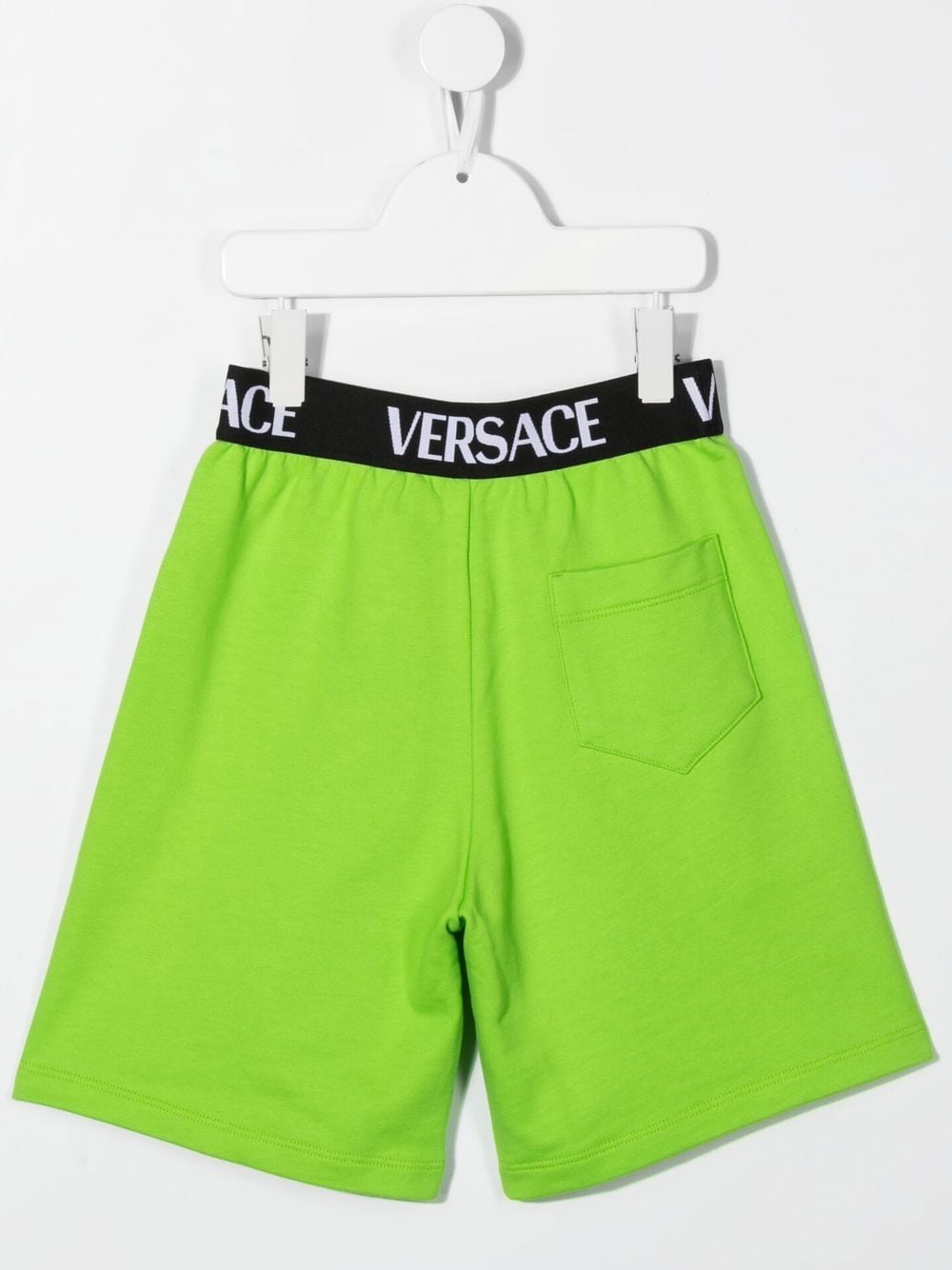 Shop Versace Logo-waistband Track Shorts In Green