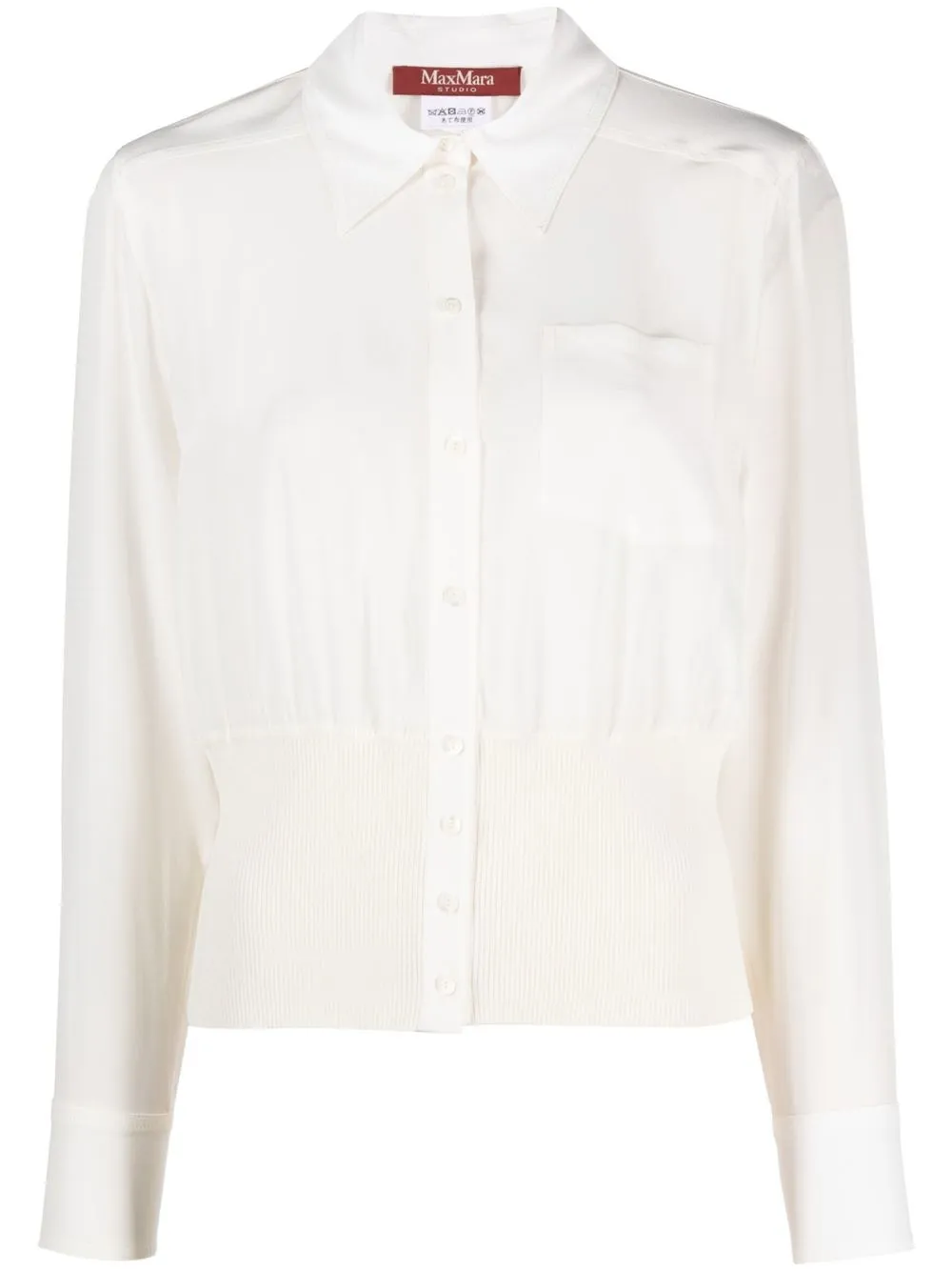 'S Max Mara Camicia con bordi a coste - Bianco