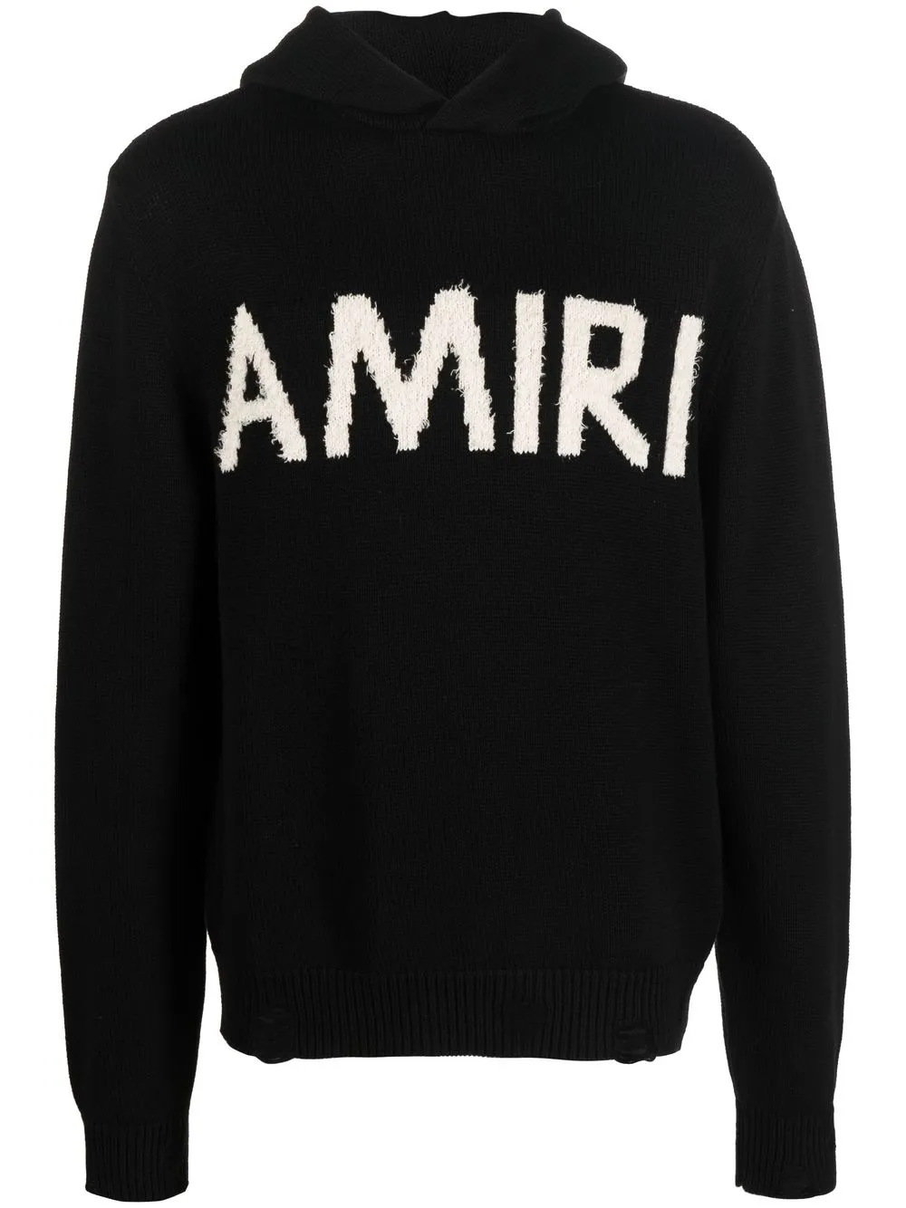 

AMIRI logo-intarsia knitted hoodie - Black
