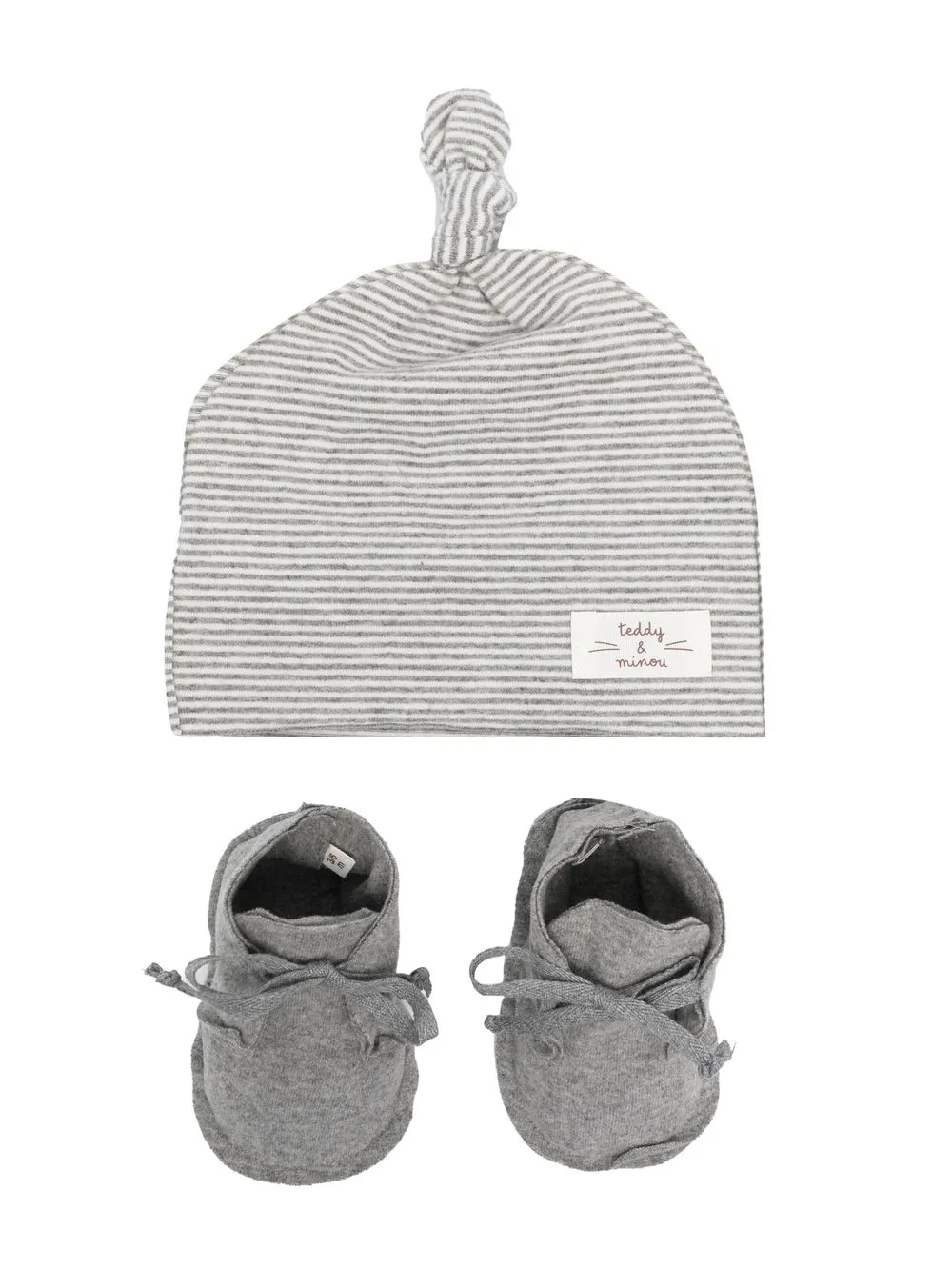 

TEDDY & MINOU logo-patch hat set - Grey