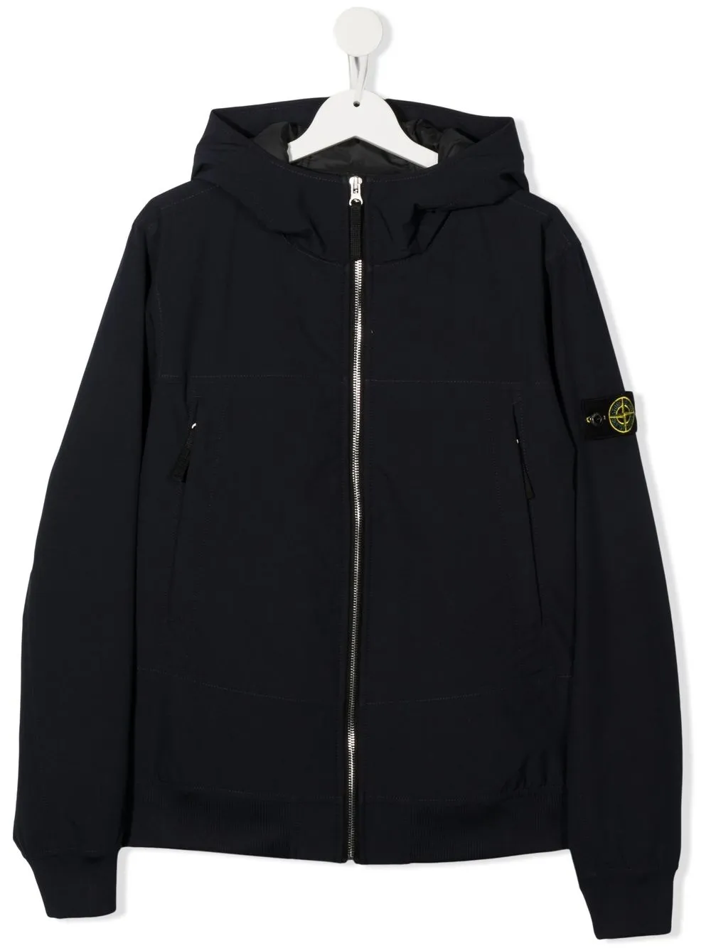 

Stone Island Junior hoodie con parche del logo y cierre - Azul