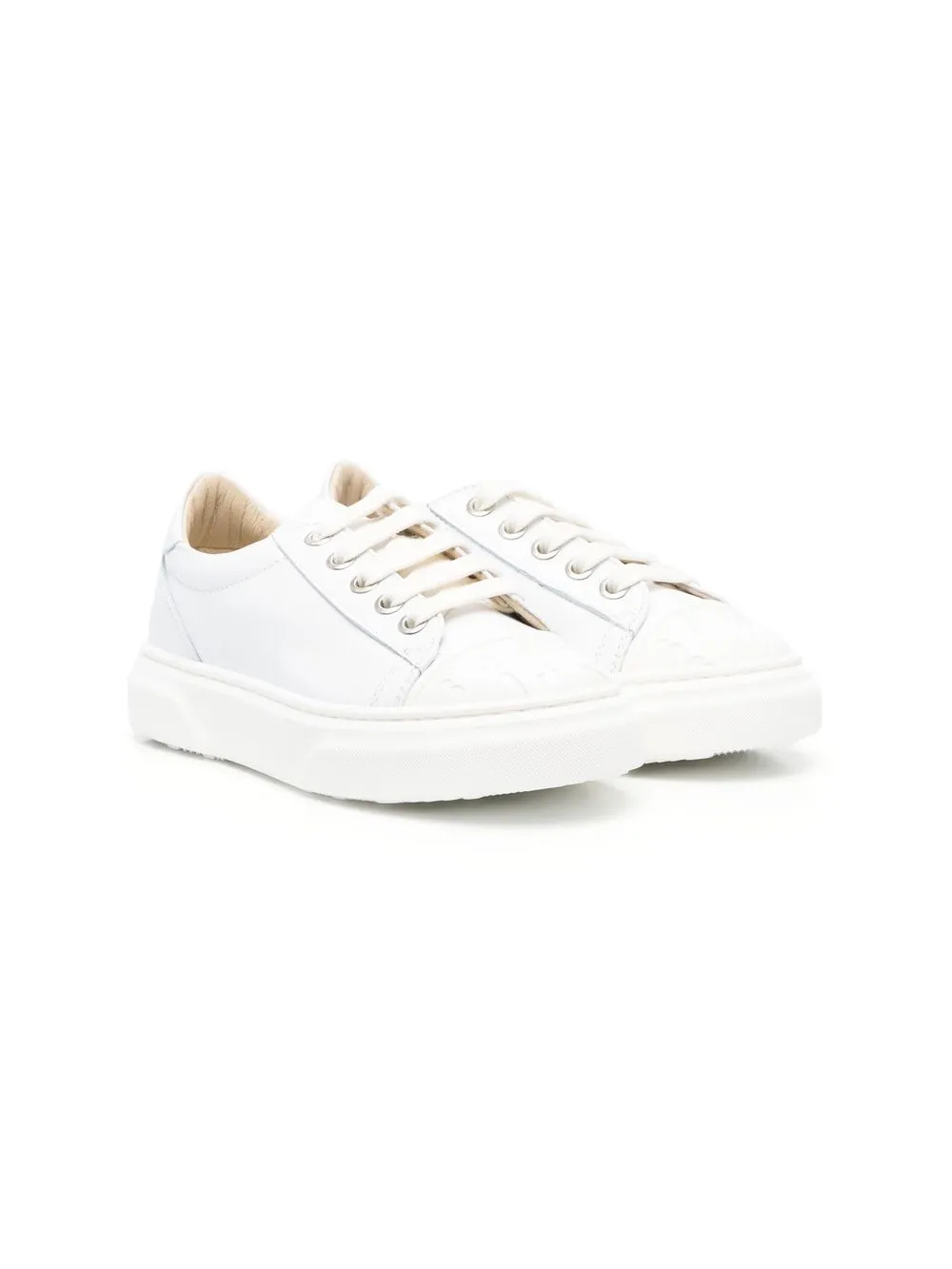 

MM6 Maison Margiela Kids tenis bajos con logo en relieve - Blanco