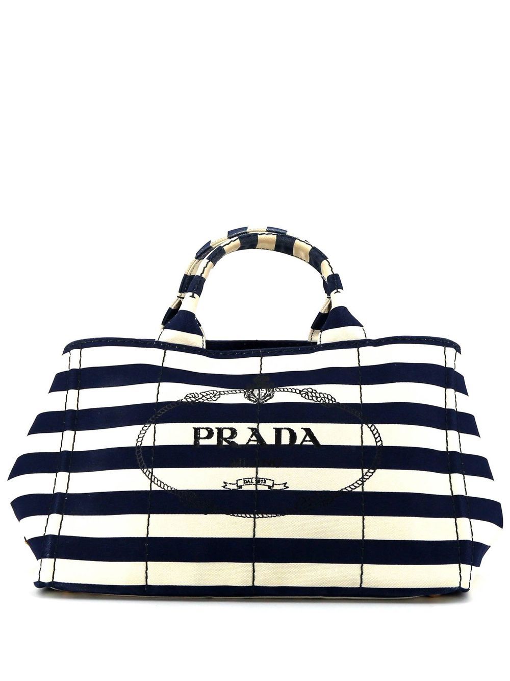 

Prada Pre-Owned bolsa de mano Canapa a rayas - Blanco