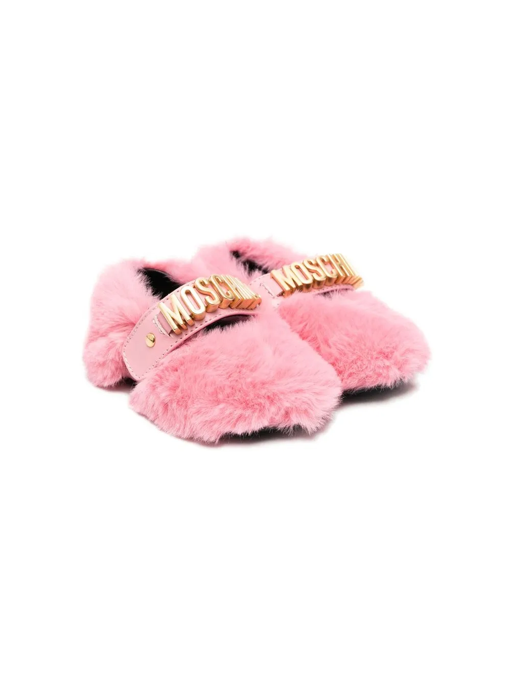 

Moschino Kids logo-plaque ballerina shoes - Pink