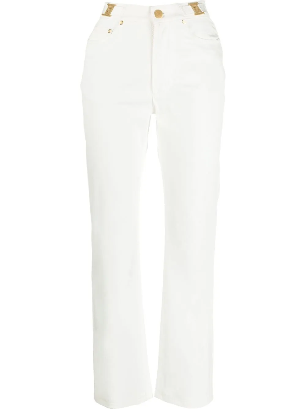 FENDI logo-plaque straight-leg jeans | White | Image 1