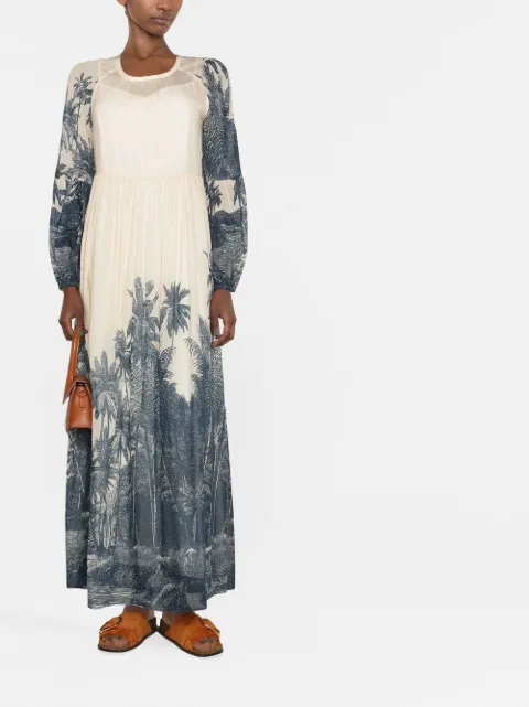 'S Max Mara vestido largo con palmeras estampadas