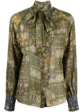 'S Max Mara neck tie abstract-print shirt - Green