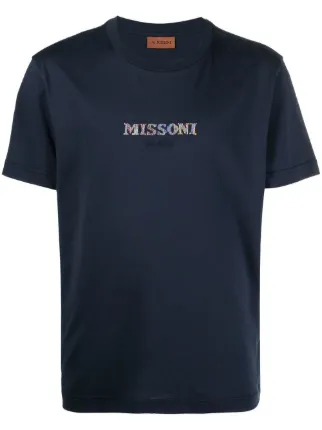 Missoni embroidered-logo short-sleeve T-shirt | Blue