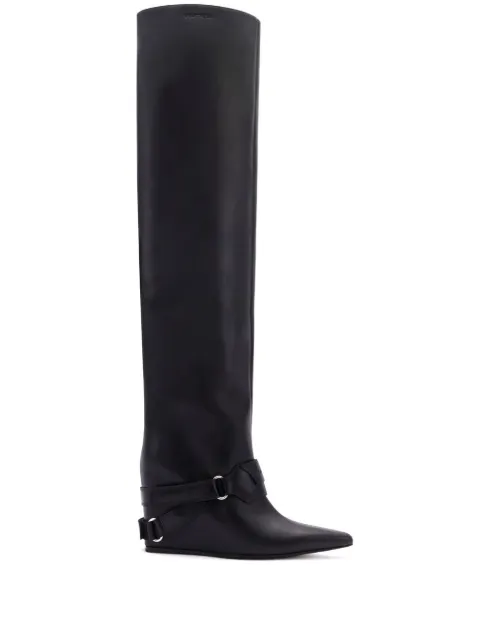 Courrèges leather wedged over-the-knee boots