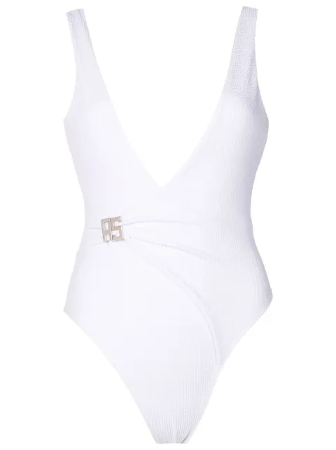 Amir Slama traje de baño de canalé con hebilla del logo