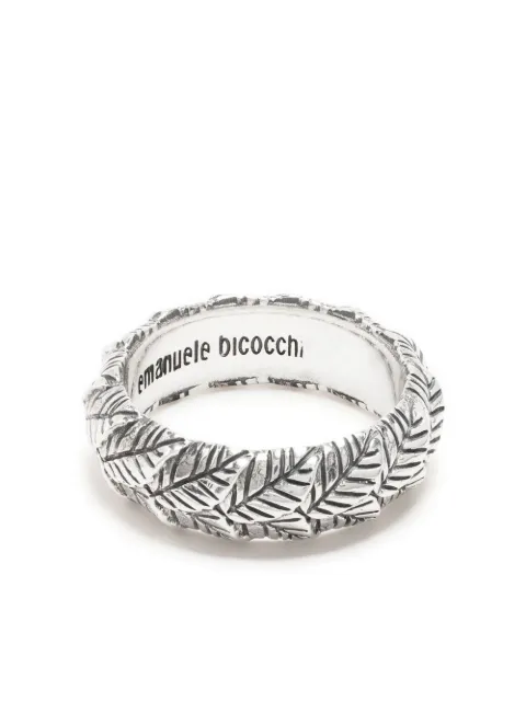Emanuele Bicocchi engraved-leaves embellished ring