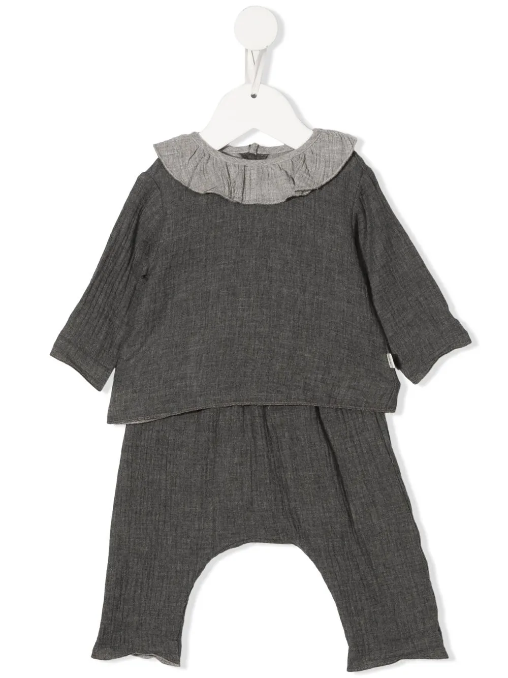 

TEDDY & MINOU frilled-neck trouser set - Grey