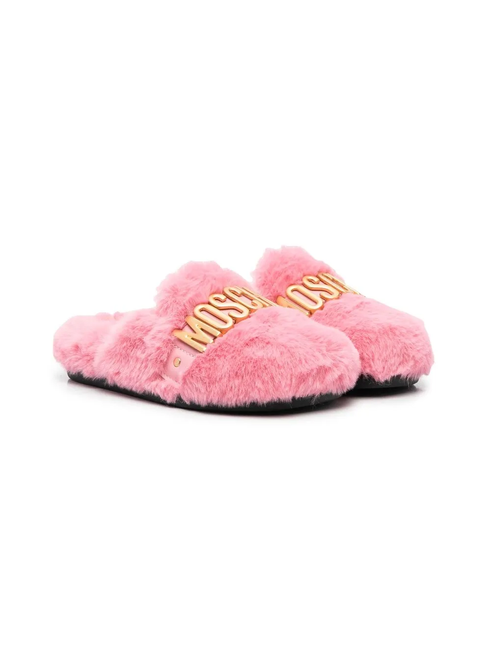 

Moschino Kids slippers con placa del logo - Rosado