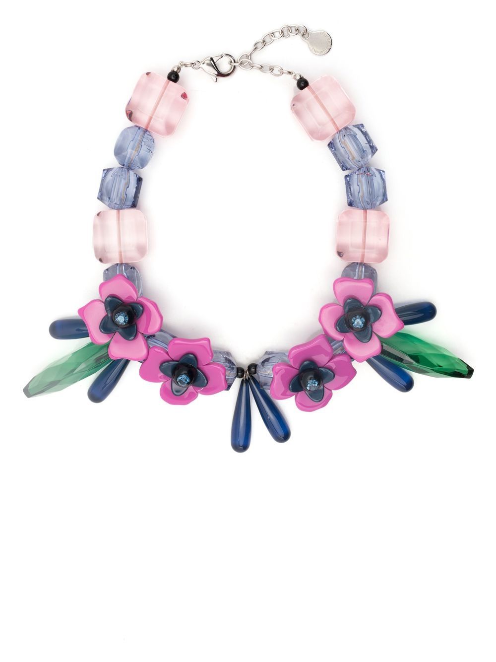 

Emporio Armani flower embellished crystal bead necklace - Blue