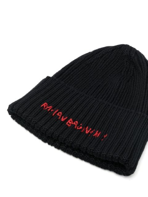 embroidered-logo knitted beanie 