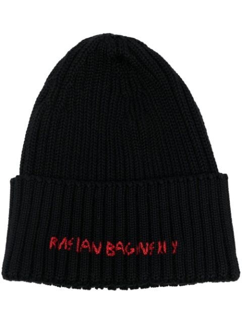 embroidered-logo knitted beanie 