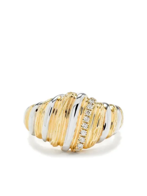 Yvonne Léon 9K white and yellow gold diamond swirl ring