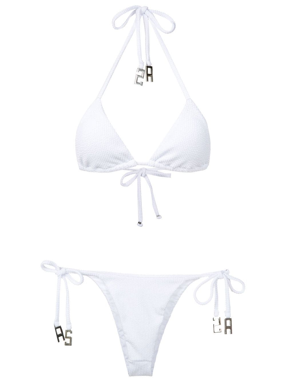 Amir Slama Ribbed Triangle-shape Bikini In White
