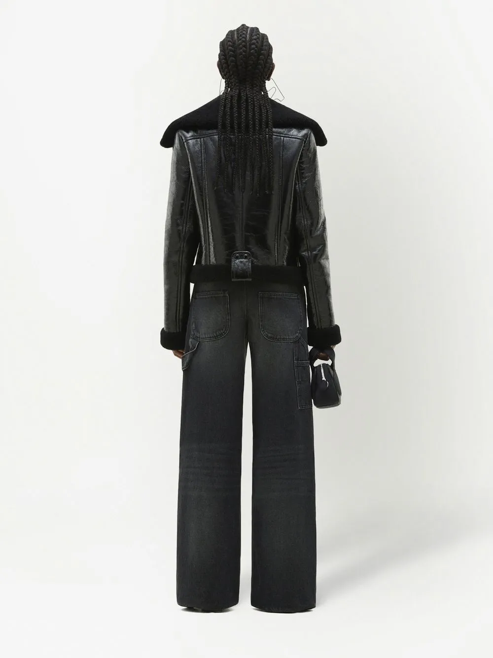 Courrèges Shearling Pilot Jacket In Black