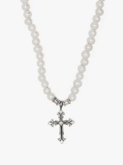 Emanuele Bicocchi cross pendant pearl necklace