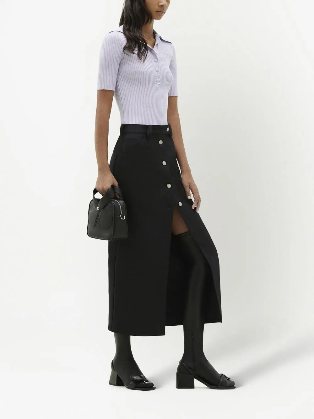 Courrèges Ribbed Polo Top In 紫色