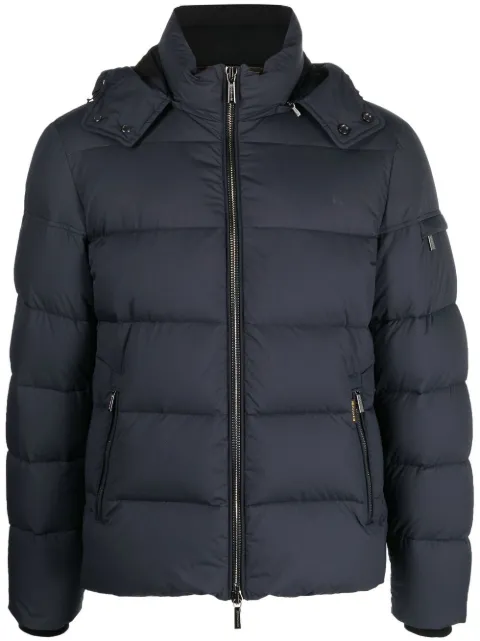 Moorer padded zip-up hooded down jacket