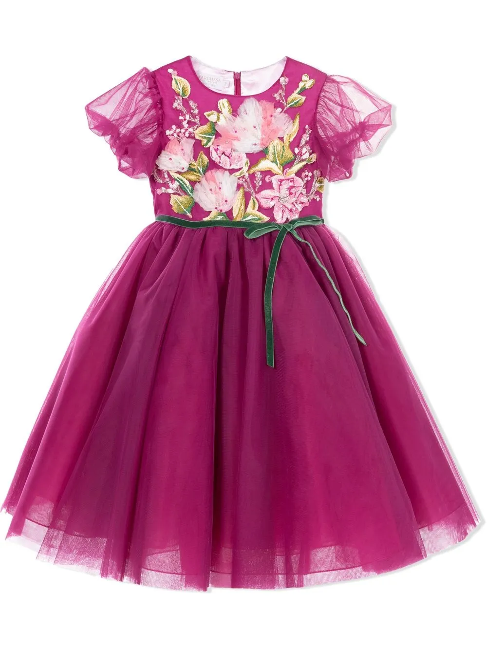 

MARCHESA KIDS COUTURE vestido largo con bordado floral - Morado