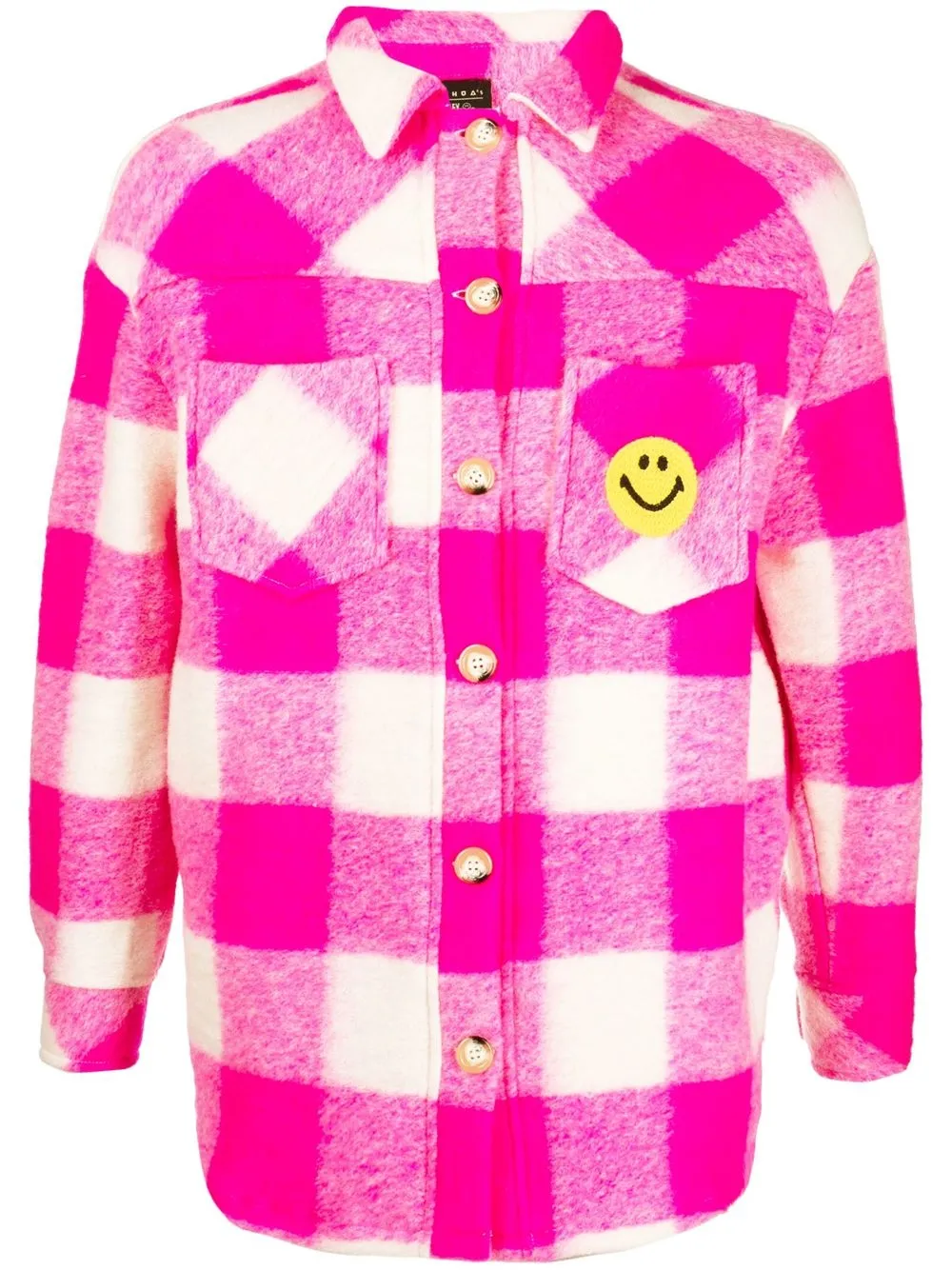 

Joshua Sanders check smiley-face print shirt - Pink