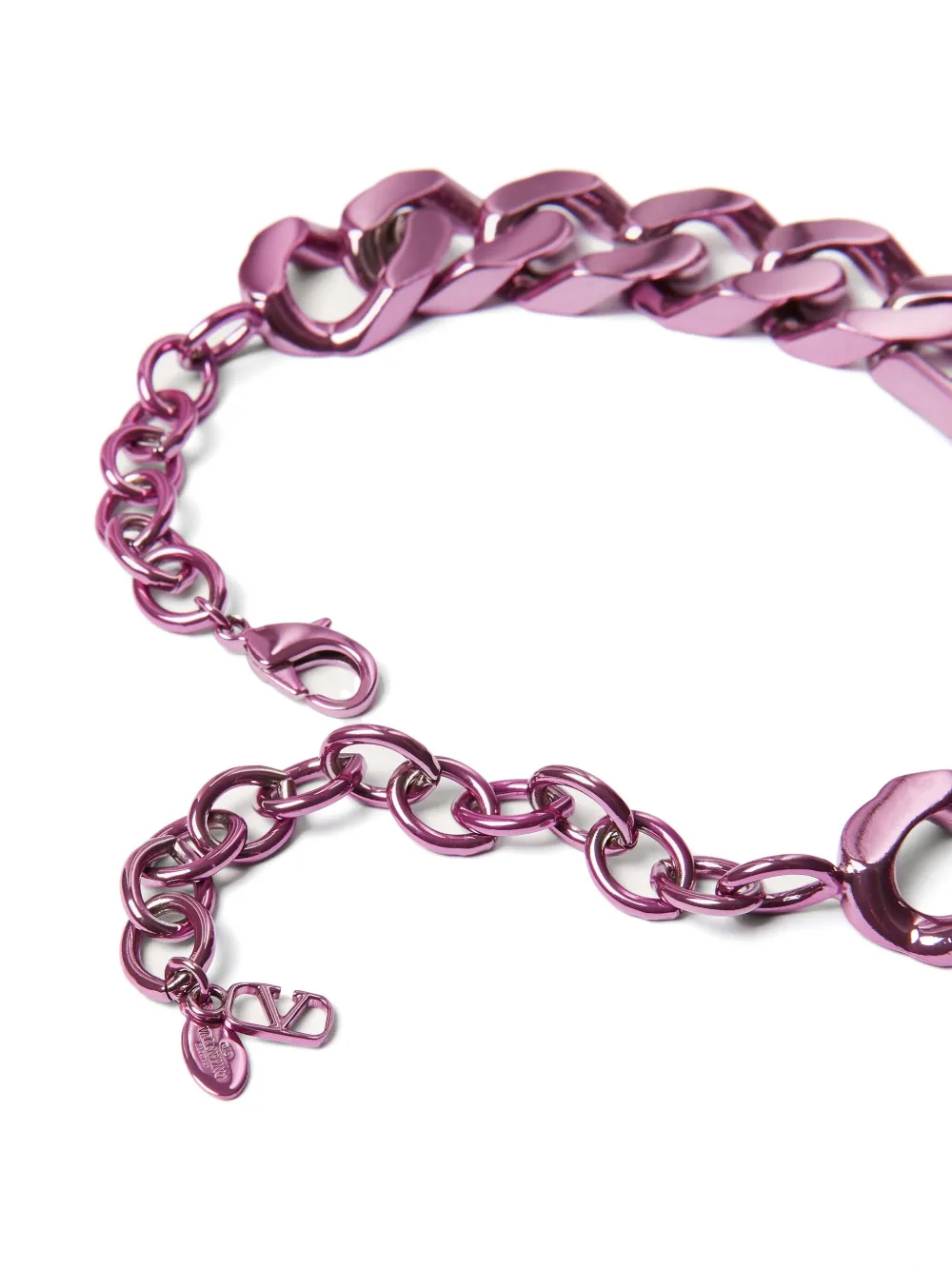 Valentino Vlogo Signature Curb-chain Necklace In Pink