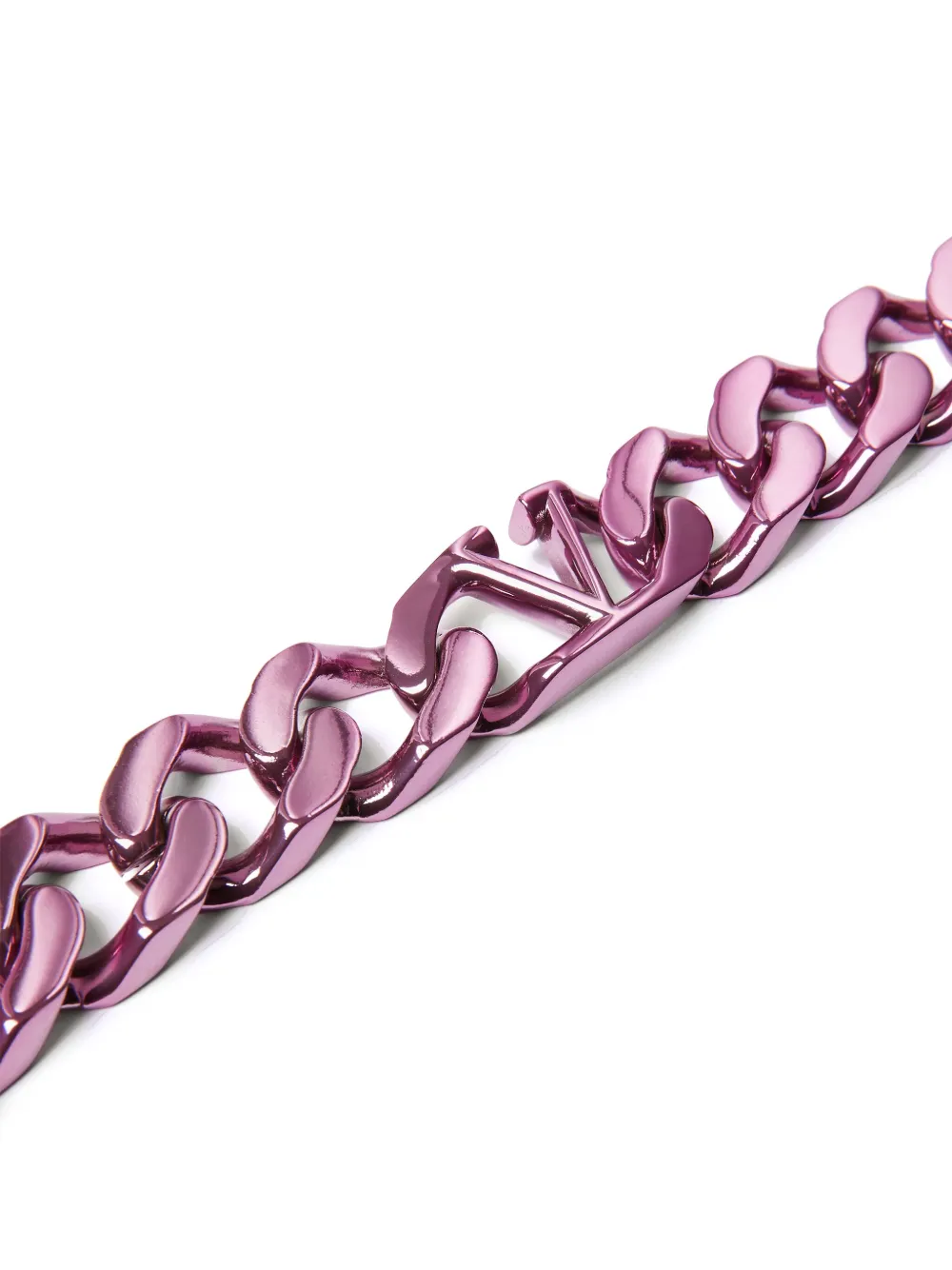 Valentino Vlogo Signature Curb-chain Necklace In Pink