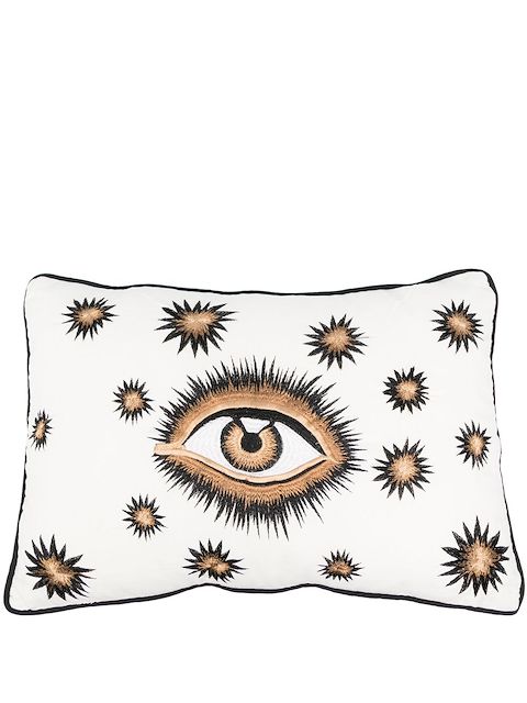 Les-Ottomans White Embroidered Eye Cushion