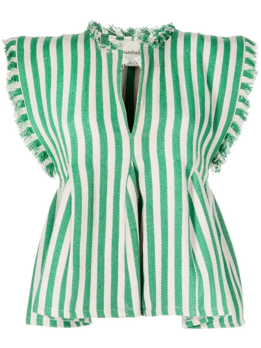 

Bambah striped frayed-edge tunic - Green