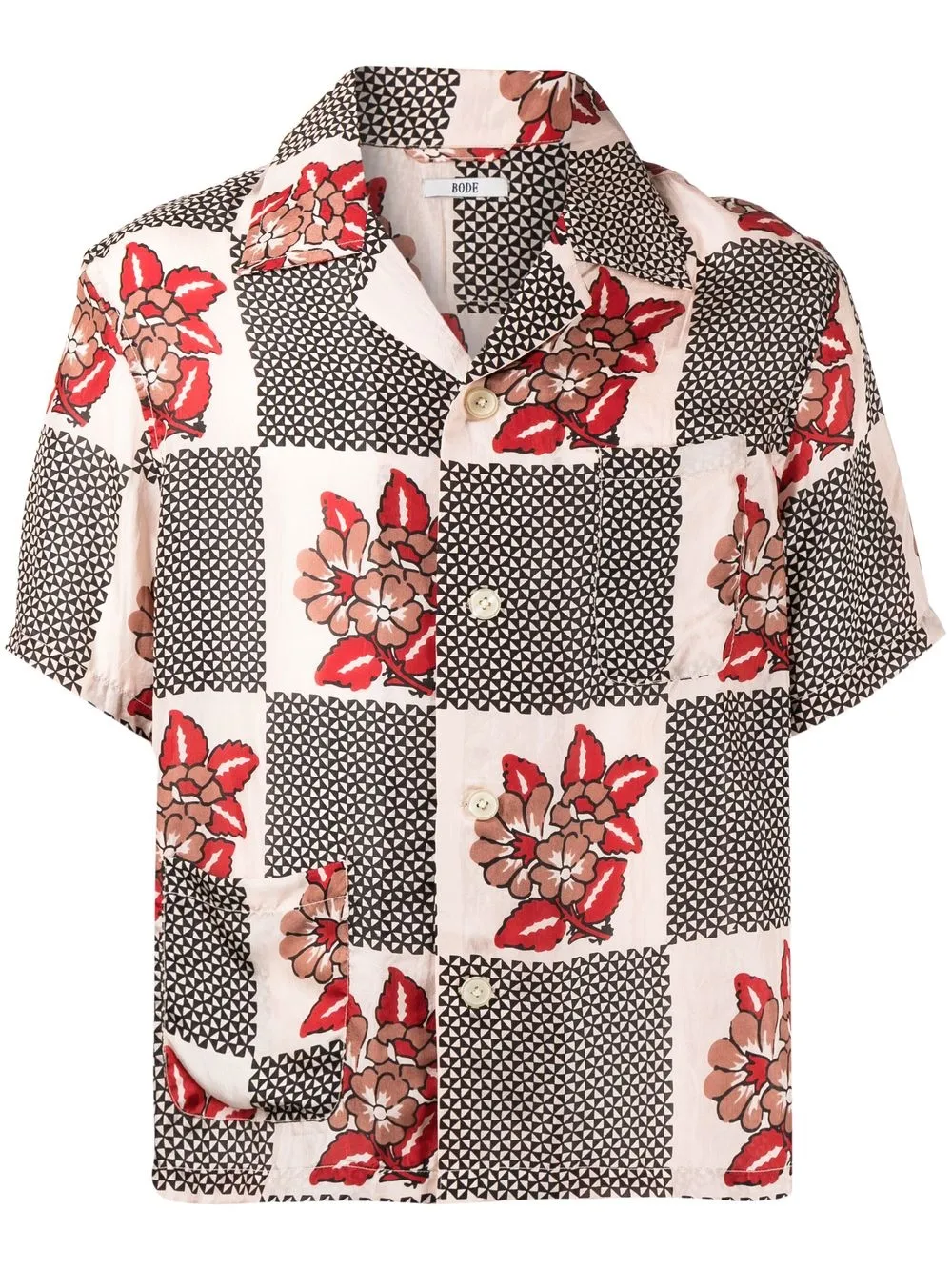 

BODE camisa manga corta con estampado floral - Rojo